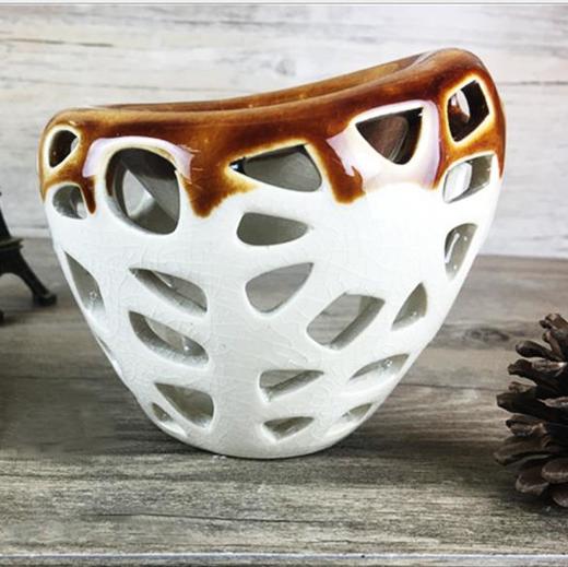 【创意家居】。创意时尚鸟巢 陶瓷冰裂釉镂空香薰精油灯炉现代家居摆设 商品图2