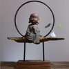 【家居摆件】*禅意家居摆件 陶瓷工艺品大号小和尚禅悟中式玄关镇宅紫砂陶佛像 商品缩略图2