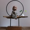 【家居摆件】*禅意家居摆件 陶瓷工艺品大号小和尚禅悟中式玄关镇宅紫砂陶佛像 商品缩略图7
