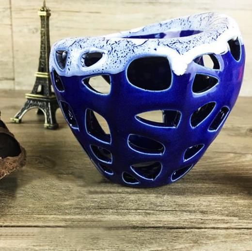 【创意家居】。创意时尚鸟巢 陶瓷冰裂釉镂空香薰精油灯炉现代家居摆设 商品图1