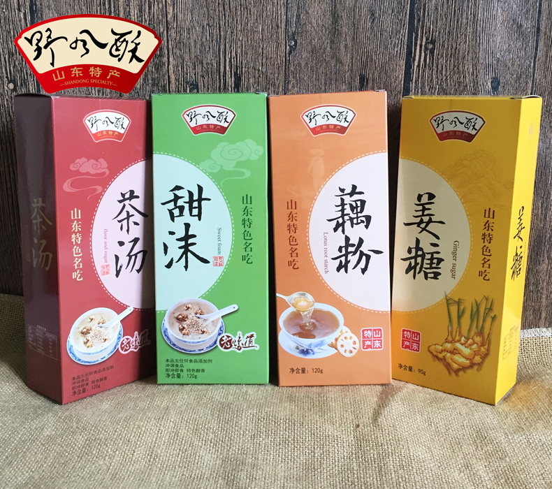 野风酥山东特色名吃礼盒450g 济南特产甜沫茶汤藕粉姜