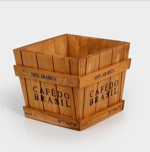 【家居用品】。复古做旧木质收纳盒 桌面整理收纳多肉花盆创意家居用品 商品图0
