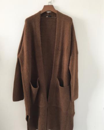 【外套】单 百搭驼色 双口袋 长款开衫 商品图3