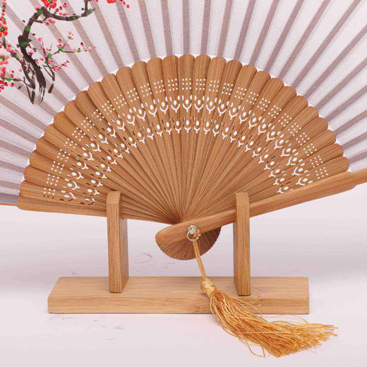 桑蚕丝手工画竹骨扇 商品图1