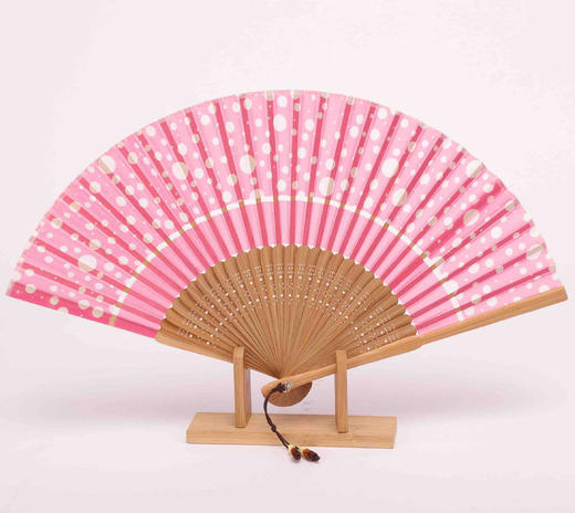 桑蚕丝手工印花竹骨扇 商品图0