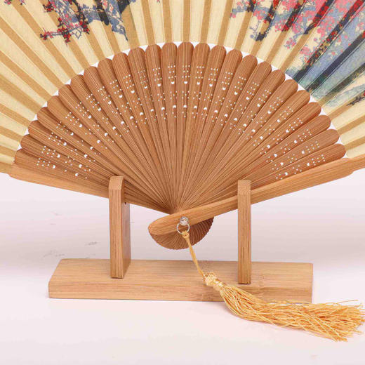 Korssan 桑蚕丝手工画竹骨扇  CSS1363001  07A红 商品图1