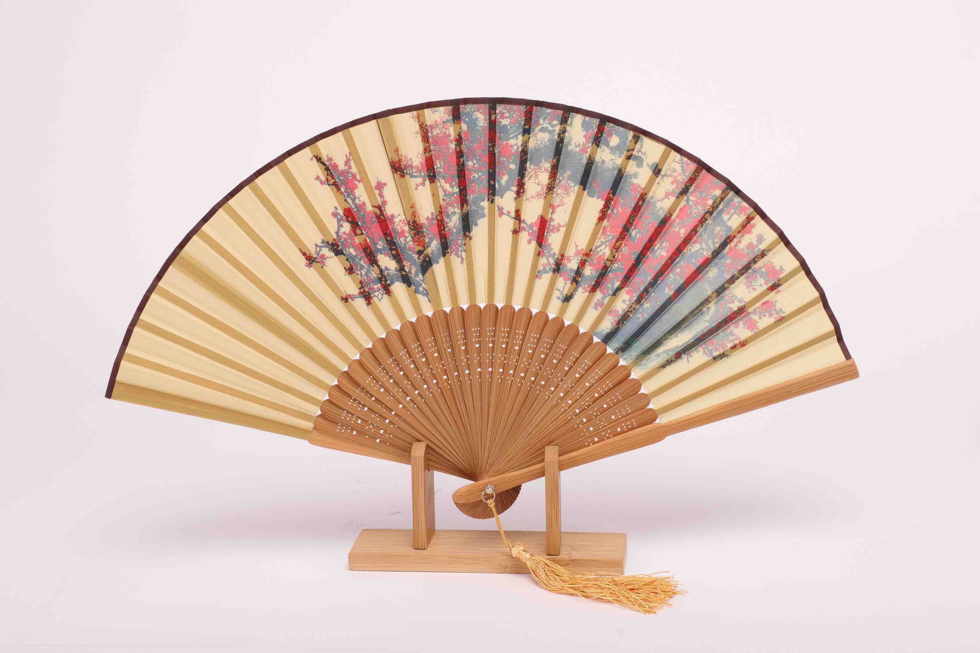 Korssan 桑蚕丝手工画竹骨扇  CSS1363001  07A红