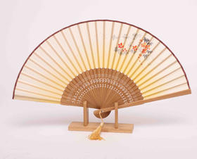 Korssan 桑蚕丝手工画竹骨扇  CSS1363001  05I黄