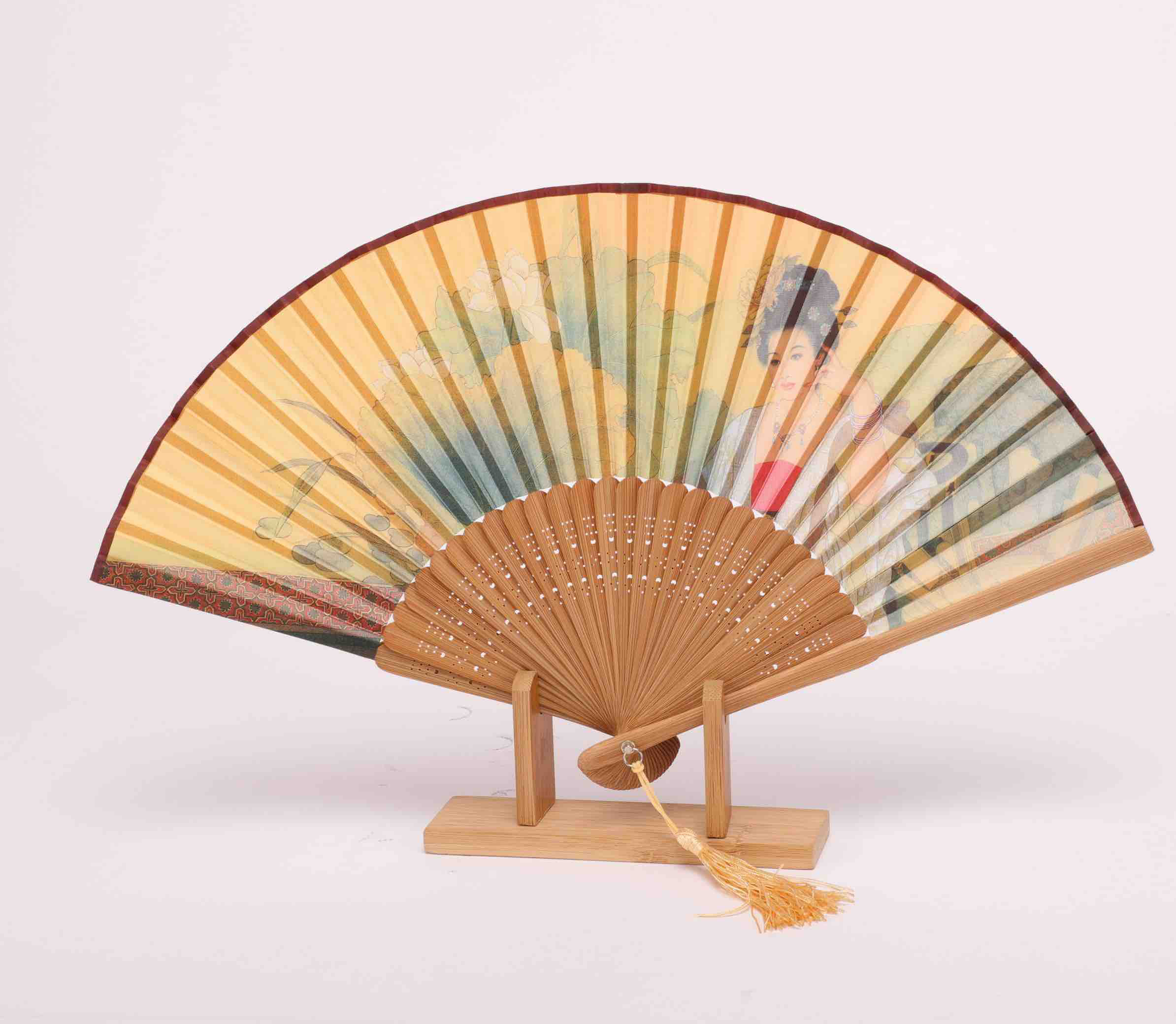 Korssan 桑蚕丝手工画竹骨扇  CSS1363001 07I 黄