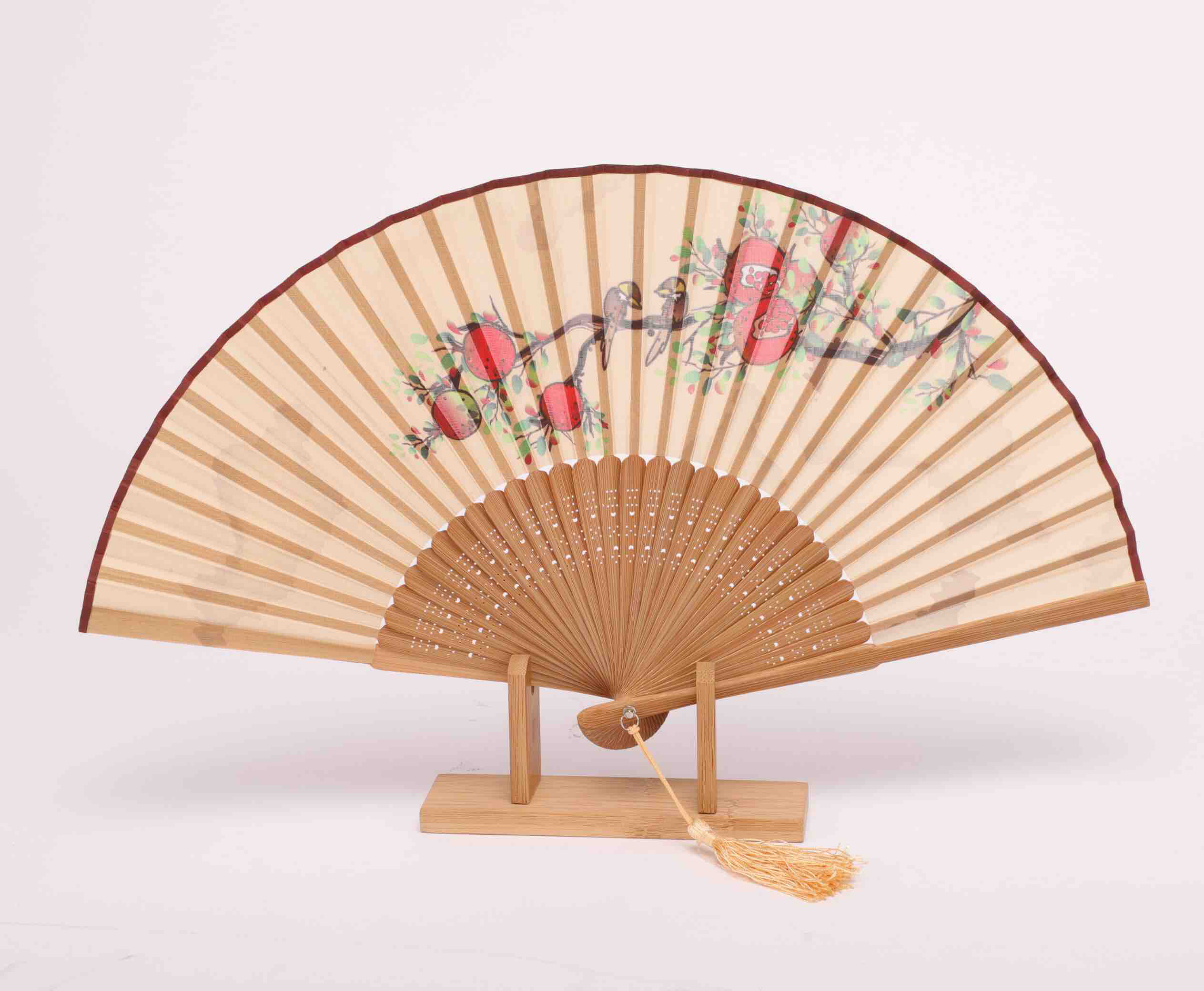 Korssan 桑蚕丝手工画竹骨扇CSS1363001 07F 咖