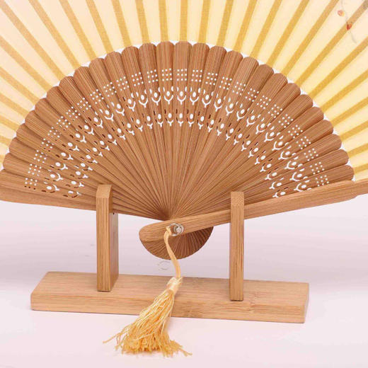 Korssan 桑蚕丝手工画竹骨扇  CSS1363001  05I黄 商品图1