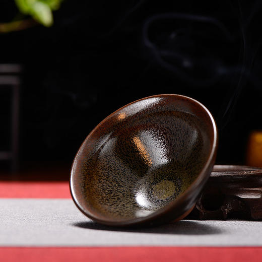 LYB  詹桂溪 柴窑精品建盏  茶末釉敞口杯、柿红芝麻釉点茶碗、茶末釉撇口盏、柿红芝麻釉玉兰杯 商品图7
