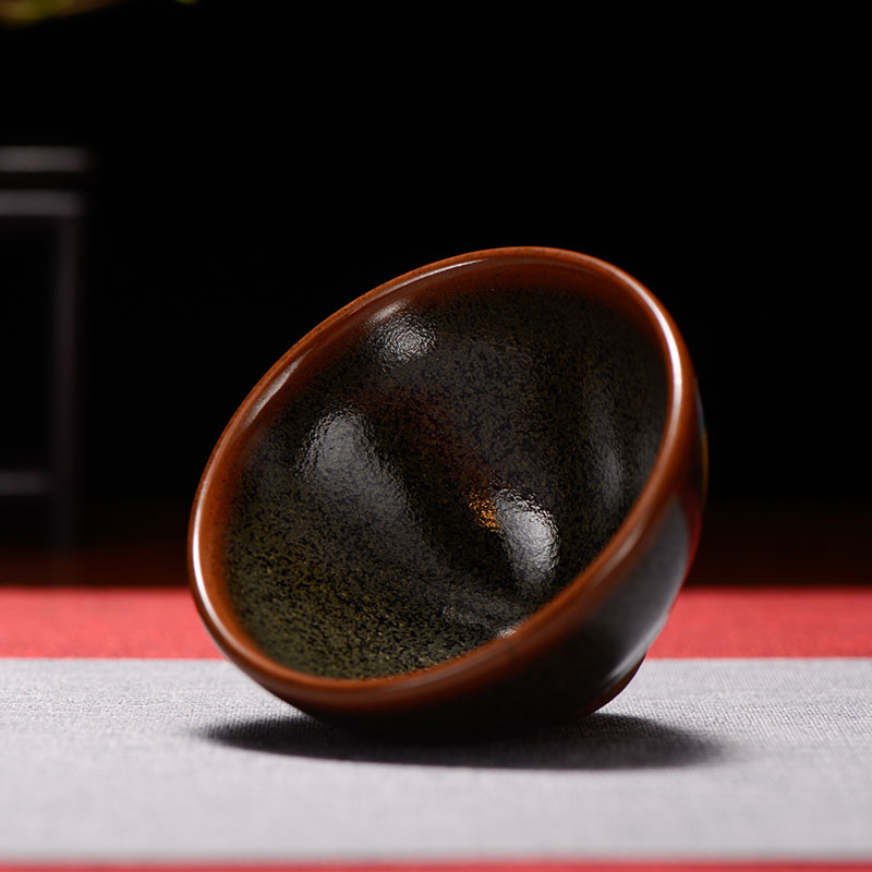 lyb 詹桂溪 柴窑精品建盏 茶末釉敞口杯,柿红芝麻釉点茶碗,茶末釉撇口