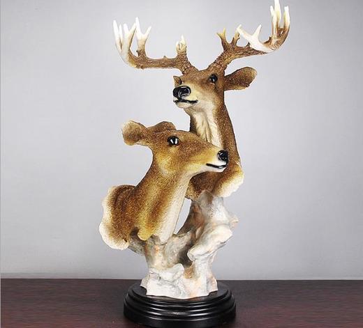 【家居摆件】。树脂工艺品欧式家居摆件结婚创意礼品情侣仿真鹿头摆件 商品图0