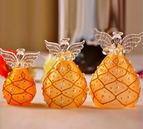 【家居摆件】。金色珍珠玻璃祈福天使 家居创意摆件