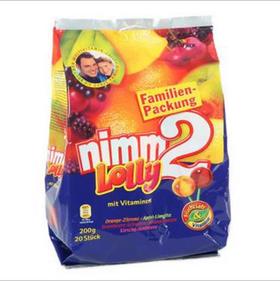 【德国】。棒棒糖Nimm2/二宝糖果4种水果味创意棒棒糖