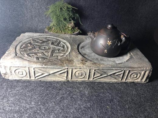 《金钱纹刻五山铜镜古砖茶台 》 商品图0
