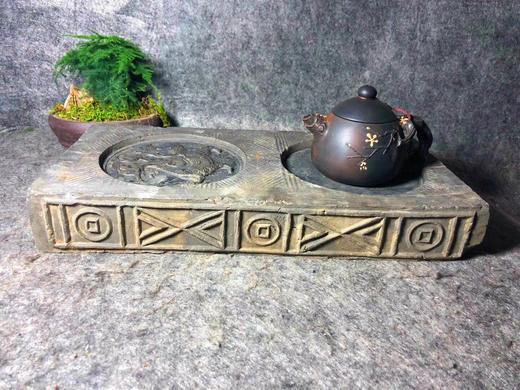 【金石雅趣】《 金钱纹刻青龙古砖茶台》 商品图0