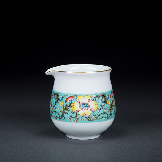 湖水绿扒花粉彩花卉小罗汉杯6头茶具 商品图2