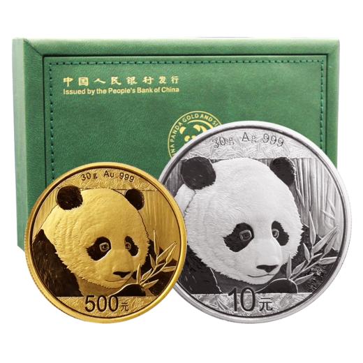 【熊猫金银币】2018年熊猫金币30克金币+30克银币 商品图0
