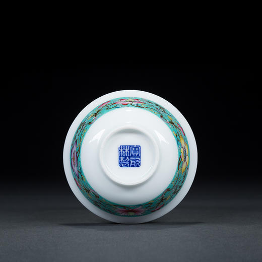湖水绿扒花粉彩花卉小罗汉杯6头茶具 商品图5