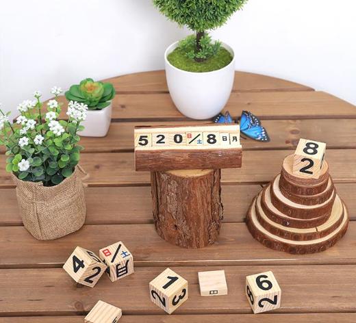 【家居摆件】*新款巨献 手动原木 万年历 手工制作 小台历 家居日用 日历 大号 商品图1