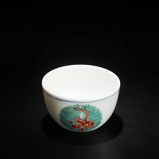 (仿古）大清乾隆青花描红彩团凤纹杯（预售） 商品图2