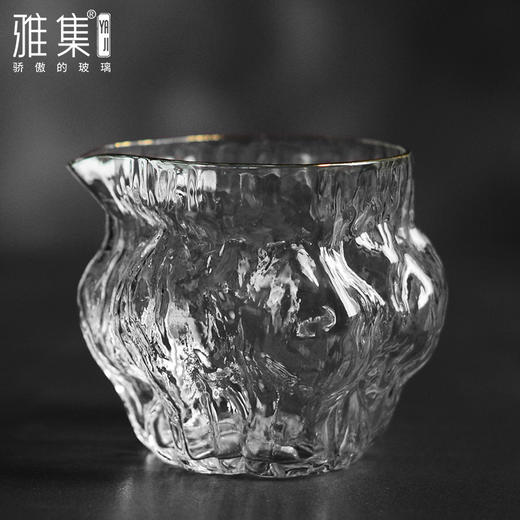 雅集玻璃公道杯分茶器高耐热核桃纹金边高硅硼日式功夫茶具茶海 商品图1