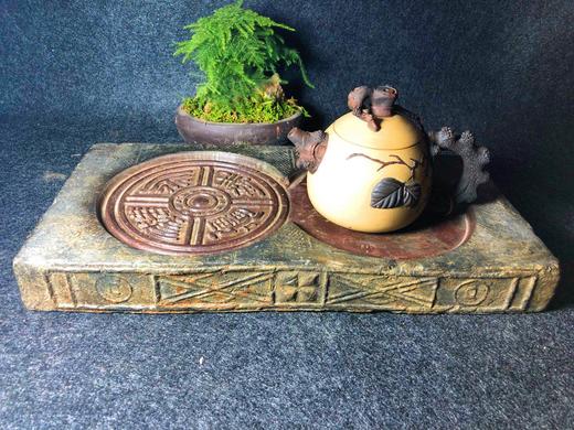 《红胎汉砖金钱刻永寿无疆古砖茶台 》 商品图0
