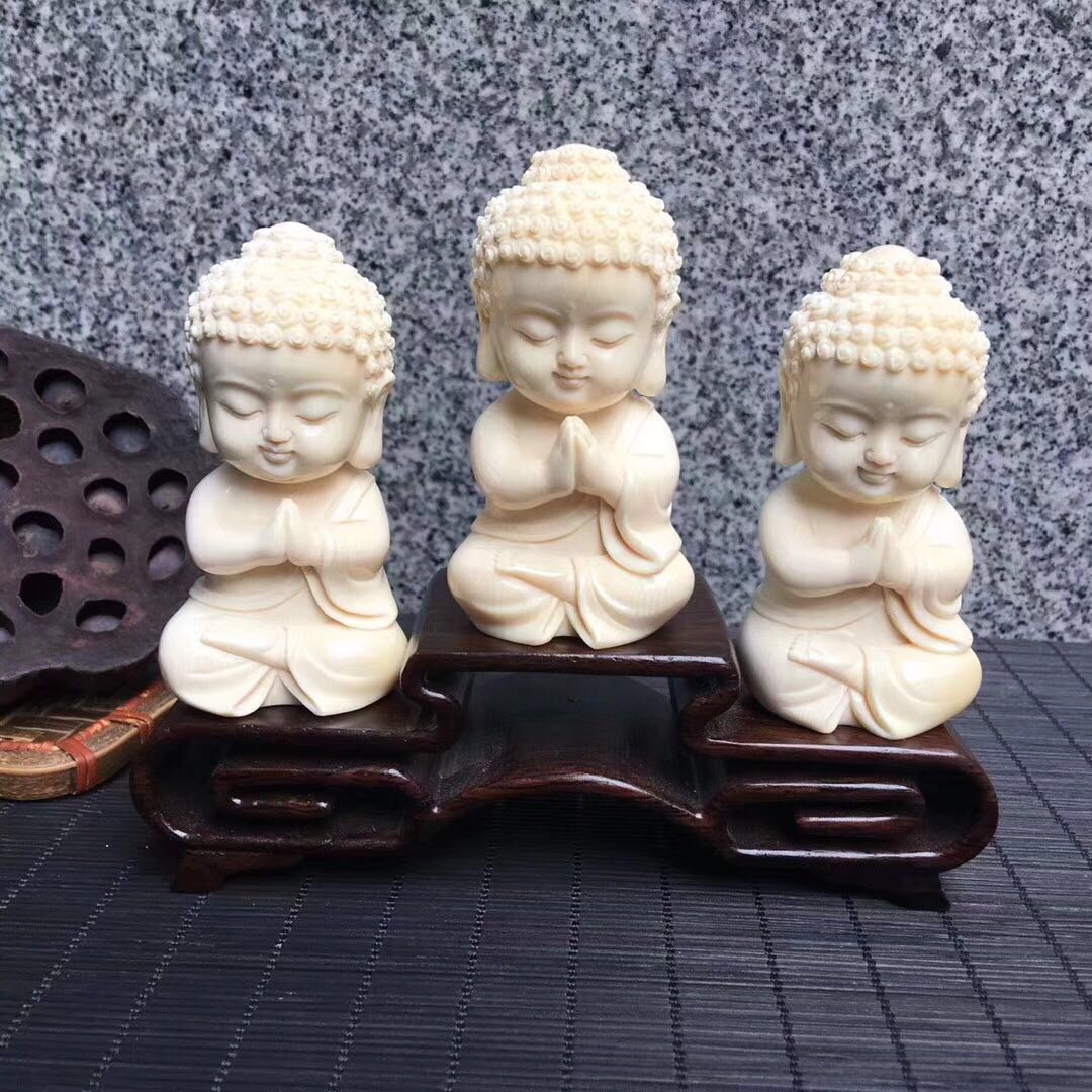 【46668】猛犸象牙精工萌佛小摆