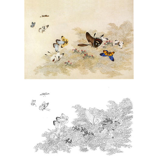 白描底稿-工笔花鸟-百蝶图之一-俞致贞-BH01 商品图0