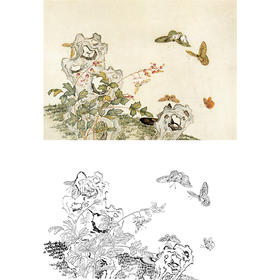 白描底稿-工笔花鸟-百蝶图之八-俞致贞-BH08