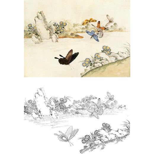 白描底稿-工笔花鸟-百蝶图之六-俞致贞-BH06 商品图0
