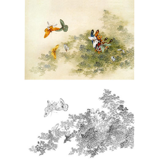 白描底稿-工笔花鸟-百蝶图之三-俞致贞-BH03 商品图0