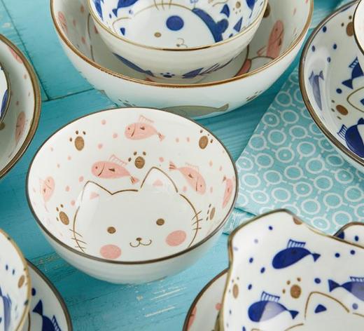 【居家日用】。原是家居 日式陶瓷手绘餐具 小馋猫系列 6.5寸大汤碗 家用 商品图1