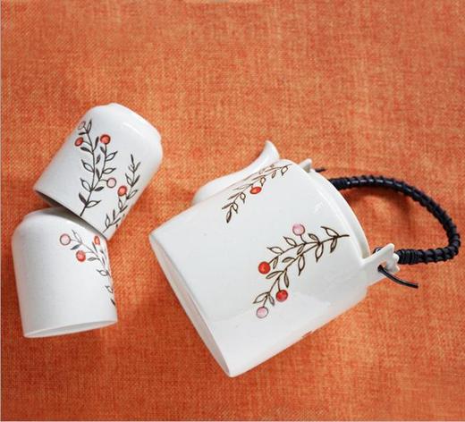 【茶杯茶具】原是家居 日式手绘 简约柳条茶具套装 茶壶茶杯 一壶两杯 商品图1