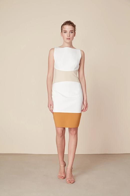 Atelier Miss Lu/ Joanna-白黄拼色修身连身裙 商品图4