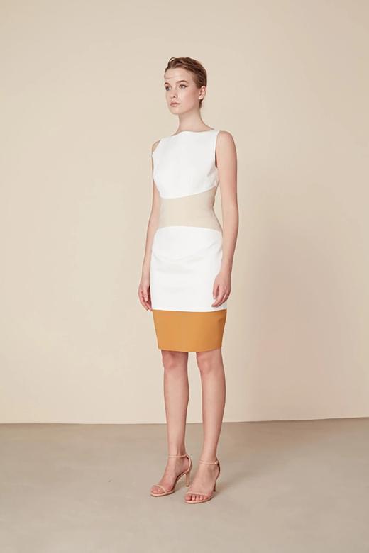 Atelier Miss Lu/ Joanna-白黄拼色修身连身裙 商品图3