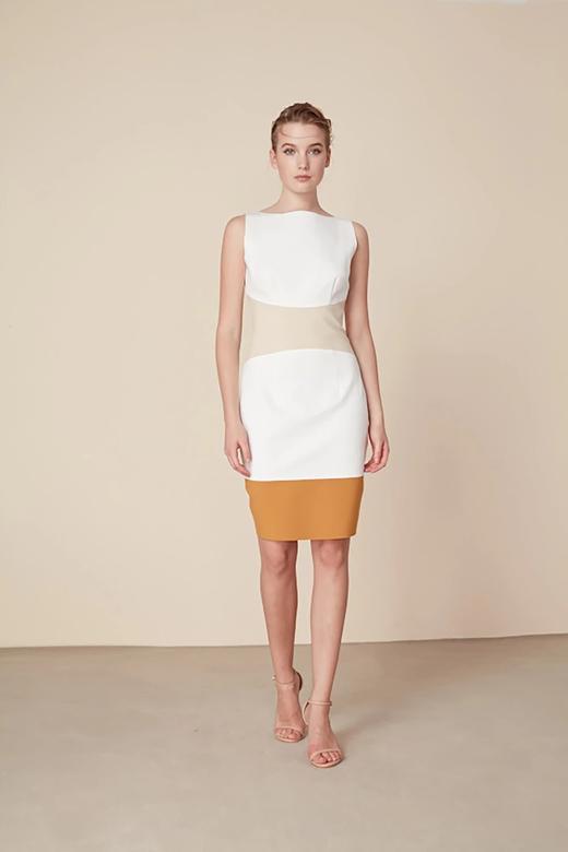 Atelier Miss Lu/ Joanna-白黄拼色修身连身裙 商品图2
