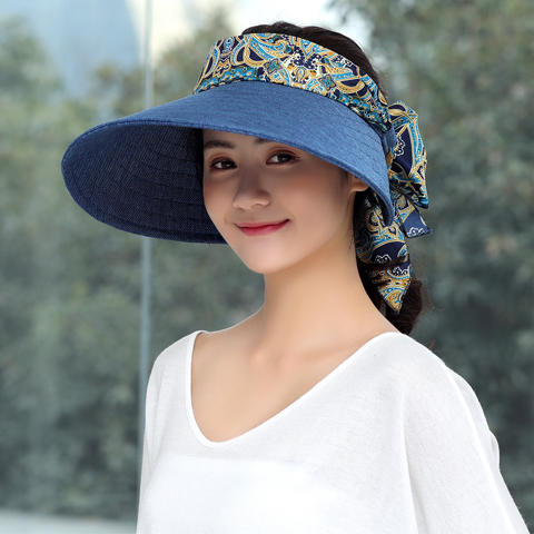 遮阳帽女可折叠防晒防紫外线太阳帽加长檐空顶户外骑行百搭沙滩帽 商品图2