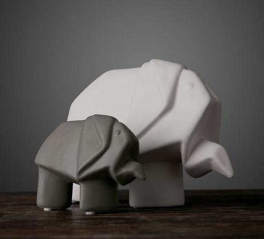 【家居摆件】。贝汉美陶瓷工艺品 简约现代家居装饰品 可爱礼物小象动物摆件 商品图2
