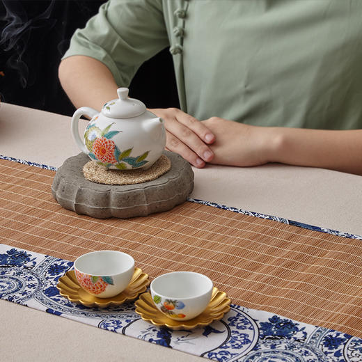 尚置丨中国风竹制麻布茶席 深蓝色/天青色 两色可选 120cm*30cm      商品图6