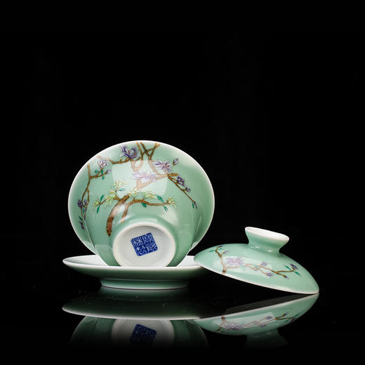 豆青粉彩芬芳馥郁蹲式杯6头茶具 商品图4