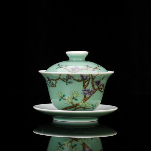 豆青粉彩芬芳馥郁蹲式杯6头茶具 商品图1
