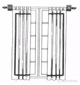 窗帘与褶形布帘搭配的手绘图欣赏（二）