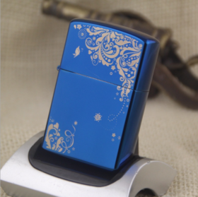 【打火机】。铜壳首领CHIEF创意防风煤油打火机CF0444L春意 蓝冰