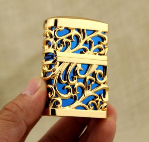 【打火机】。铜壳首领防风煤油打火机CF0953J盔甲唐草2金色 商品图3