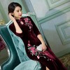 新款大码长款丝绒绣花婚宴旗袍 JY-1701 商品缩略图0
