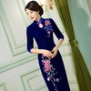 新款大码长款丝绒绣花婚宴旗袍 JY-1701 商品缩略图1