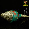 尼泊尔手工镶嵌彩宝白铜雕花右旋海螺八吉祥八供法螺26cm 商品缩略图2